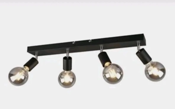 Rsylight Retro Metal Rustik Mafsallı 4 Lü Siyah Modern Spor Spot Avize ürün görseli 1