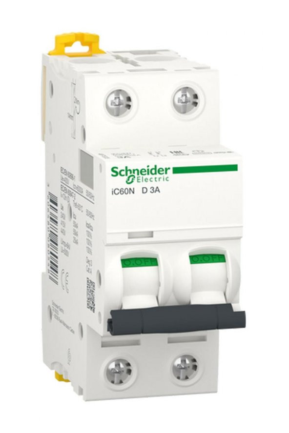 Schneider Electric A9F75203, iC60N - minyatür devre kesici - 2P - 3A - D eğrisi ürün görseli 1