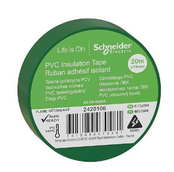 Schneider 8li Thorsman İzole Bant 19mmx20mt Yeşil 2420106 ürün görseli 1