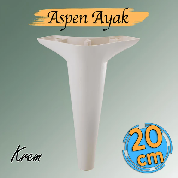 Aspen Lüks Mobilya Kanepe Koltuk Tv Ünitesi Konsol Yükseltici Ayağı Ayakları 20 Cm Krem Ayak ürün görseli 1