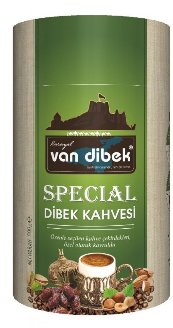 VAN DİBEK SPECİAL KAHVE 250 gr ( FISTIK, FINDIK, BADEM VE HURMALI) 250 GR SİLİNDİR KUTU ürün görseli 1