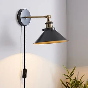 Rsylight Retro Metal Rustik Siyah Kablolu Anahtarlı Duvar Aplik Çap:30 cm ürün görseli 1