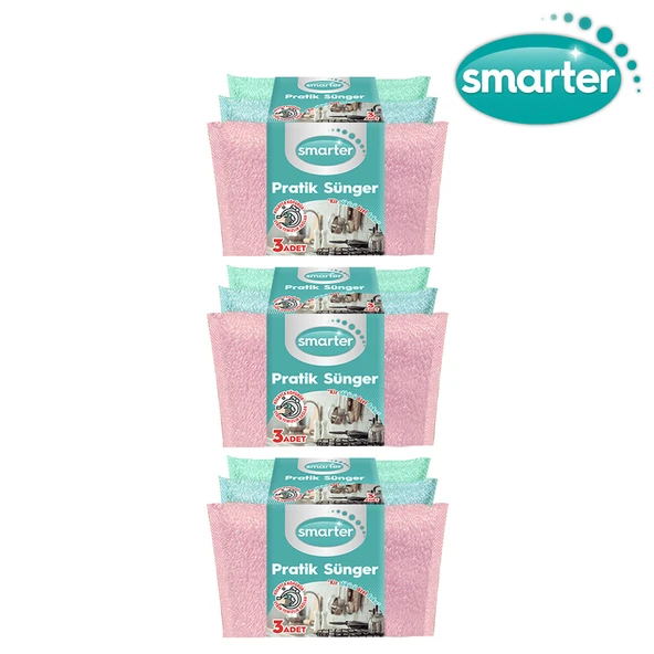 SMARTER PRATİK SÜNGER 9 ADET HEM SÜNGER HEM BEZ - Resim 2