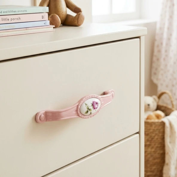 Tomurcuk Porselen Mobilya Dolap Kulp 128 mm Pembe Gül Pembe ürün görseli 1