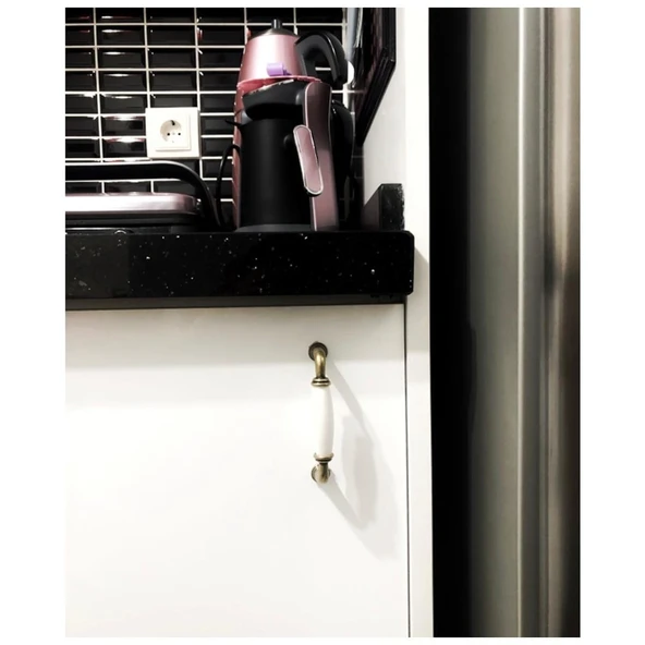 Tomurcuk Porselen Mobilya Dolap Kulp 96 mm Antik Sarı ürün görseli 1