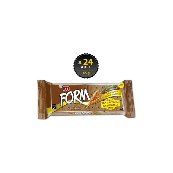 Eti Form Tam Çavdarlı Ekşi Mayalı Kepekli Bisküvi 45 g x 24 Adet ürün görseli 1