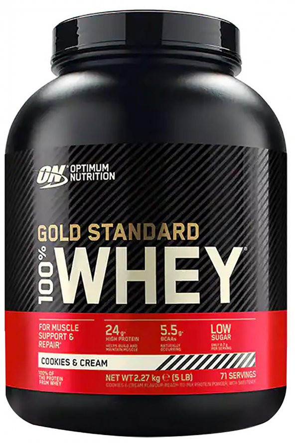 Optimum Nutrition 100 Whey Protein Cookies Cream 2270GR ürün görseli 1