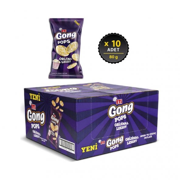 Eti Gong Pops Sade 80 g x 10 Adet - Resim 2