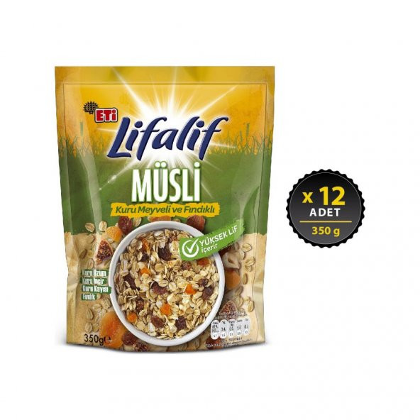 Eti Lifalif Kuru Meyveli & Fındıklı Müsli 350 g x 12 Adet ürün görseli 1