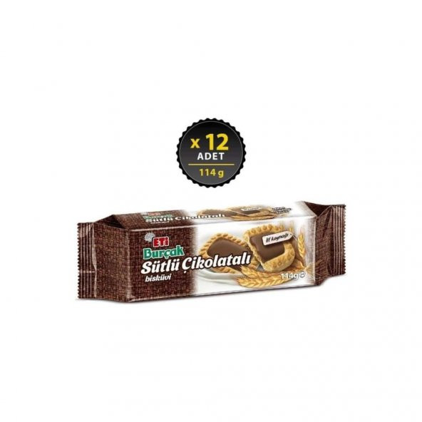 Eti Burçak Sütlü Çikolatalı 114 g x 12 Adet ürün görseli 1