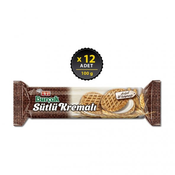 Eti Burçak Sütlü Kremalı Yulaflı Bisküvi 100 g x 12 Adet ürün görseli 1