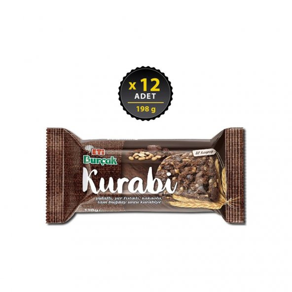 Eti Burçak Kurabi Kakaolu Yer Fıstıklı 198 g x 12 Adet ürün görseli 1