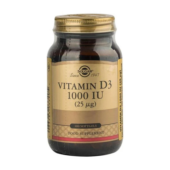 Solgar Vitamin D3 1000 Iu 100 Softgel ürün görseli 1