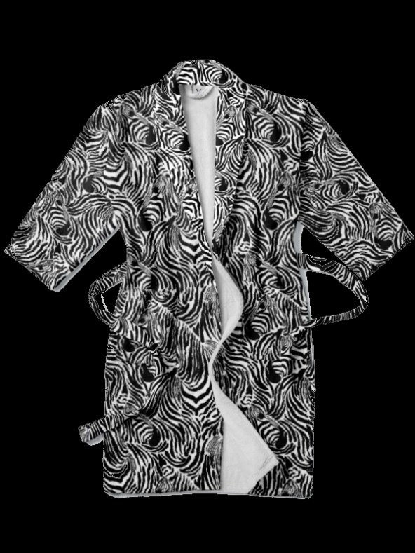 Farm Animals Zebra Desenli Unisex Yetişkin Bornoz ürün görseli 1