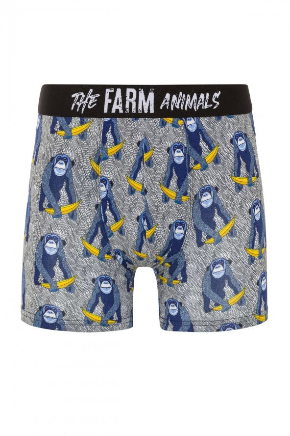 Farm Animals Monkey Banana Bue Desenli Boxer ürün görseli 1