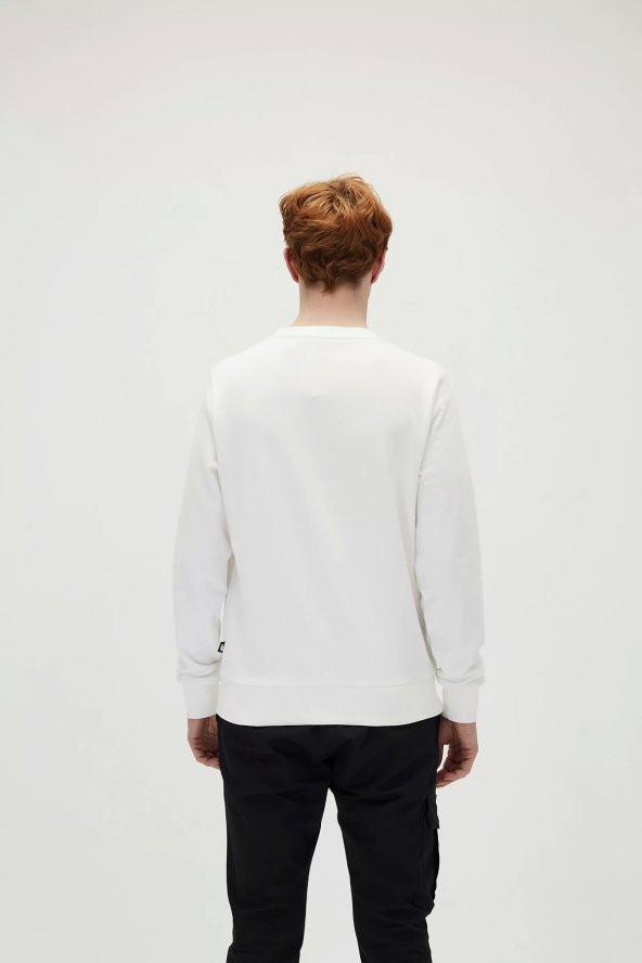 Fancy Crewneck Off Whıte Sweatshirt - Resim 5