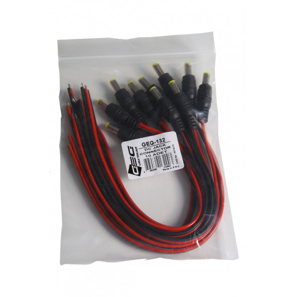 dc jack 0.25 x 2 Bakır 0,50 mm 10 Adet Kalın Kablo Power dc jack kırmızı /kırmızı siyah kablo ürün görseli 1