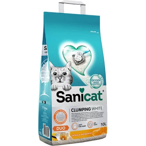 Sanicat Clumping White Duo Vanilya Mandalina Topaklanan Kedi Kumu 10 Lt ürün görseli 1