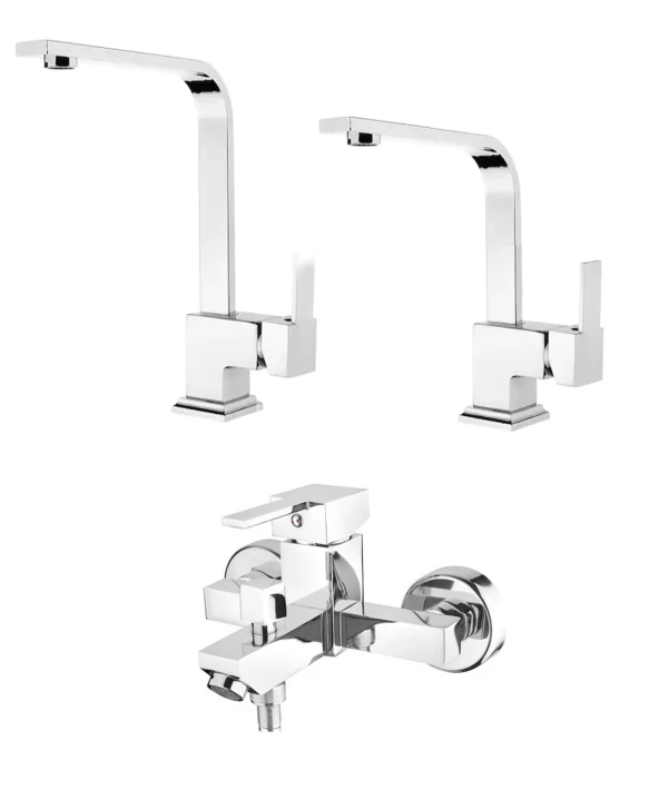 Venita 3lü Kare Batarya Seti Banyo+Evye+Lavabo ürün görseli 1
