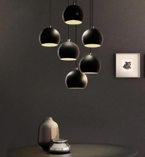 MYLIGHTS RETRO RUSTİK METAL MODERN  ENDUSTRİYEL SARKIT 6 LI KÜRE AVİZE ( EV  İSYERİ VEYA CAFE) ürün görseli 1