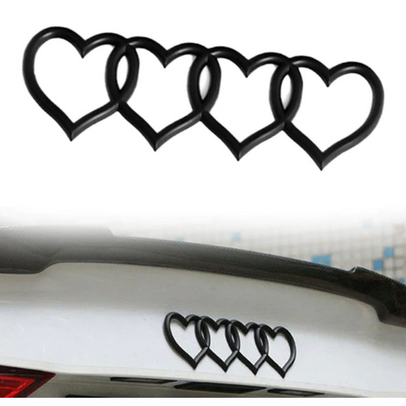 DK Tuning Audi Hearts Bagaj Siyah ABS Halka Rozet Amblem ürün görseli 1