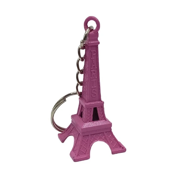 Paris Eyfel Kulesi 3D Metal Anahtarlık Pembe ürün görseli 1