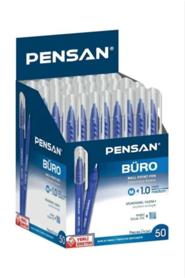Pensan Büro Mavi Tükenmez Kalem 1 Mm 50li Kutu ürün görseli 1