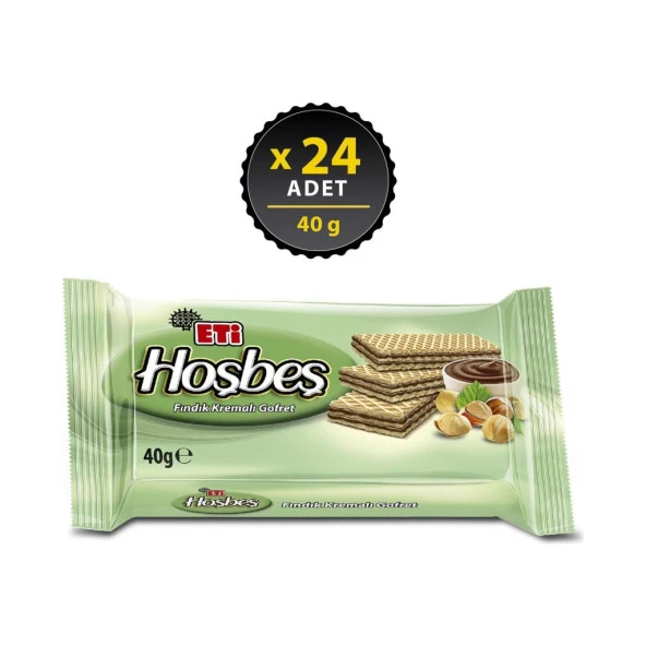 Eti Hoşbeş Fındık Kremalı Gofret 40 g x 24 Adet ürün görseli 1
