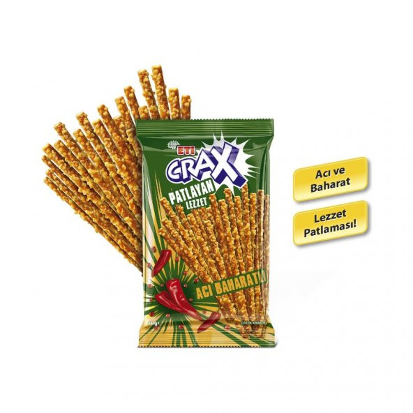 Eti Crax Patlayan Lezzet Acı Baharatlı Çubuk Kraker 50 g x 20 Adet ürün görseli 1