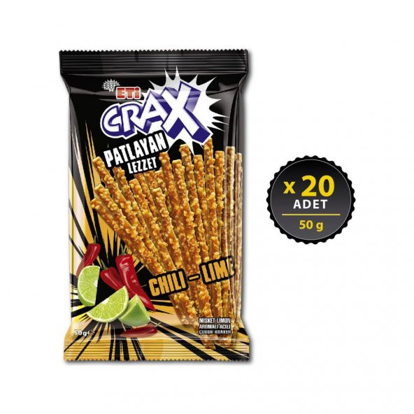 Eti Crax Patlayan Lezzet Chili-Lime Çubuk Kraker 50 g x 20 Adet ürün görseli 1