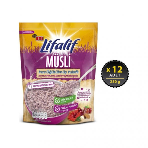 Eti Lifalif İnce Öğütülmüş Müsli Hibiskuslu 250 g x 12 Adet ürün görseli 1