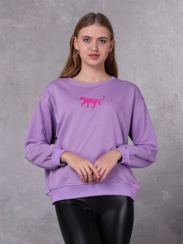 Farm Animals Nakış Detaylı Kadın Sweat Kazak ürün görseli 1