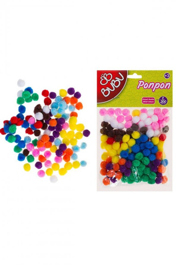 Bu-bu Pon Pon 1 Cm 200 Lü Karma Renk pompom ürün görseli 1