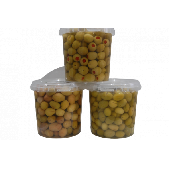 Sadıcım Çizik 650 Gr + Kırma 650 Gr + Biberli 650 Gr Yeşil Zeytin Pet Kavanoz ürün görseli 1