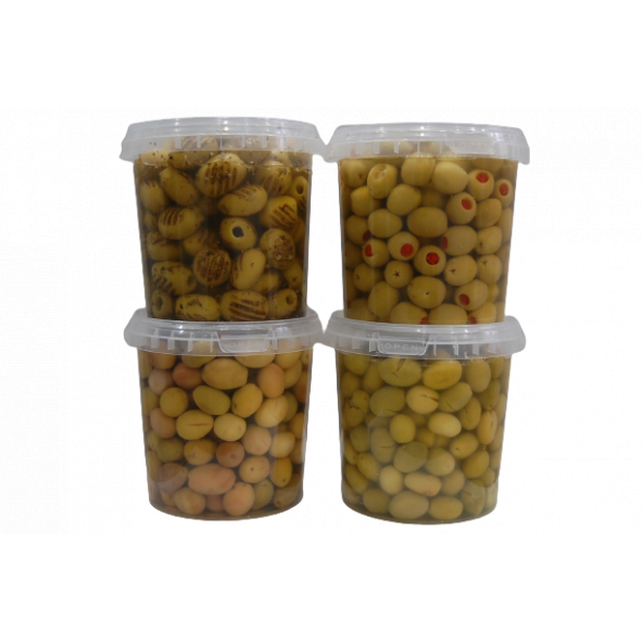 Sadıcım Çizik 650 Gr + Kırma 650 Gr + Izgara 600 Gr + Biberli 650 Gr Yeşil Zeytin Pet Kavanoz ürün görseli 1