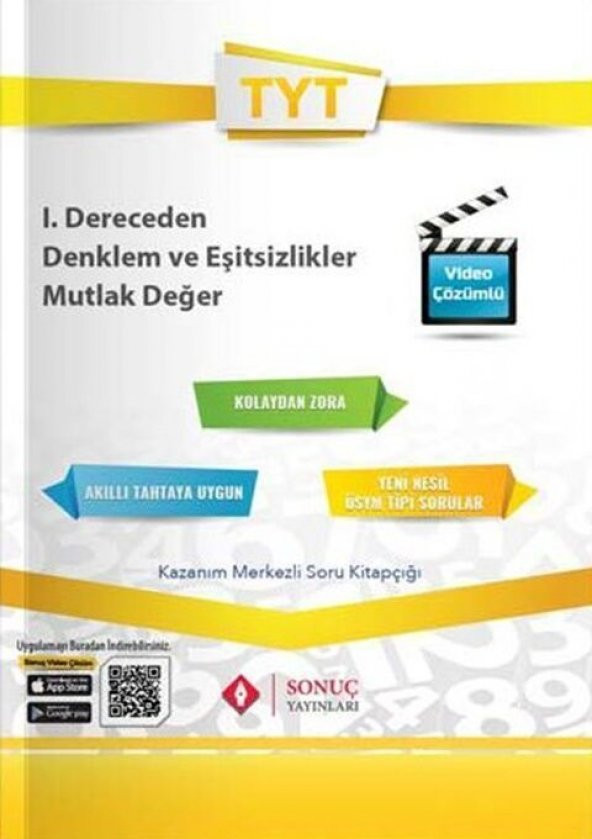 Sonuç Yayınları TYT 1. Dereceden Denklem ve Eşitsizlik Mutlak Değer Kazanım Merkezli Soru Kitapçığı ürün görseli 1