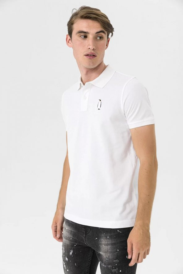 Farm Animals Polo Yaka Penguen Nakış Detaylı Erkek T-shirt ürün görseli 1