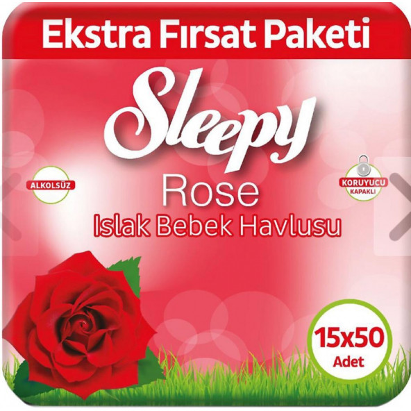 Sleepy Gül Kokulu 50 Yaprak 15'li Paket Islak Mendil ürün görseli 1