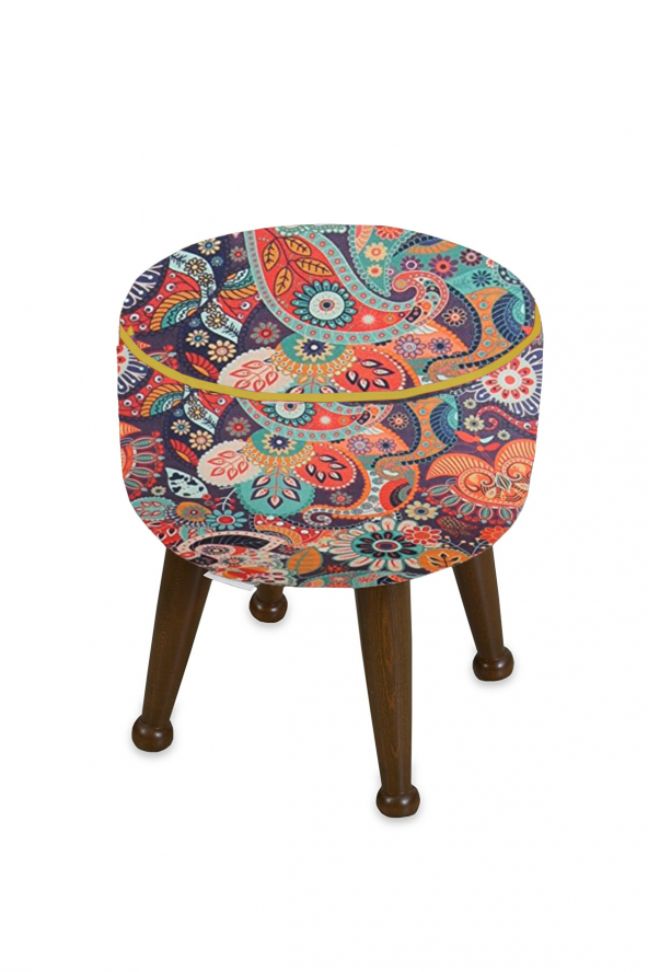 Miskin Ceviz Retro Puf Ayak Ucu Puf Makyaj Koltuğu Puf Bench Ayak Dayama Ahşap Ayak Puf ürün görseli 1