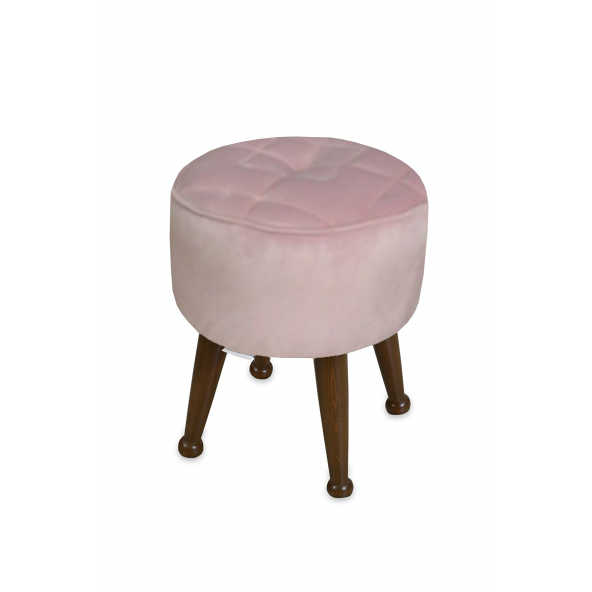 Miskin Ceviz Pembe Puf Ayak Ucu Puf Makyaj Koltuğu Puf Bench Ayak Dayama Ahşap Ayak Puf ürün görseli 1