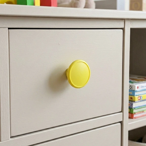 Çocuk Odası Tekli Düğme Mobilya Kulp Çap 55 mm Sarı ürün görseli 1