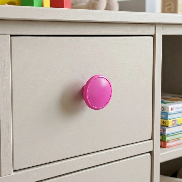 Çocuk Odası Tekli Düğme Mobilya Kulp Çap 55 mm Pembe ürün görseli 1