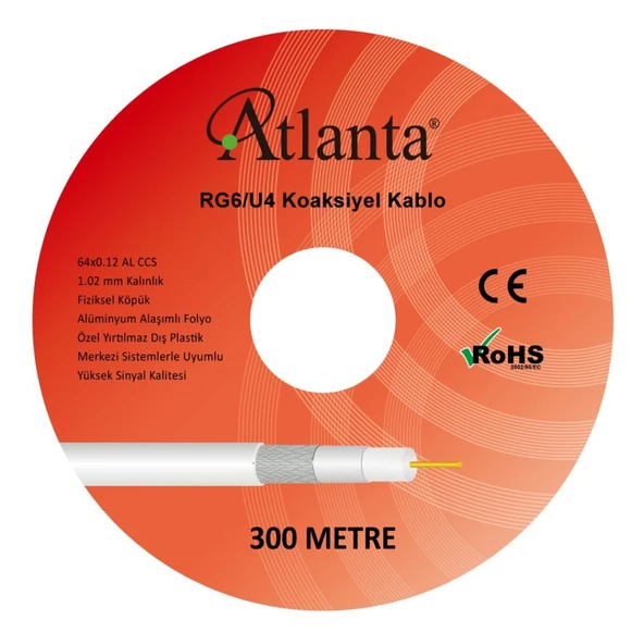 Atlanta RG6/U4 64 Tel CCS Anten Kablosu (300 Metre) ürün görseli 1