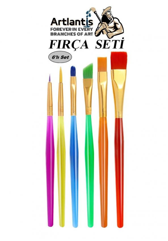 Fırça Seti 6 Lı Kısa Sap Resim Fırçası 1 Paket Suluboya Akrilik Boya Guaj Boya Yağlı Boya Fırca Seti ürün görseli 1