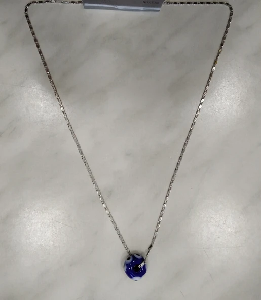 Nazar Boncuğu Detaylı Taşlı Silver Renk Bijuteri Kolye ürün görseli 1
