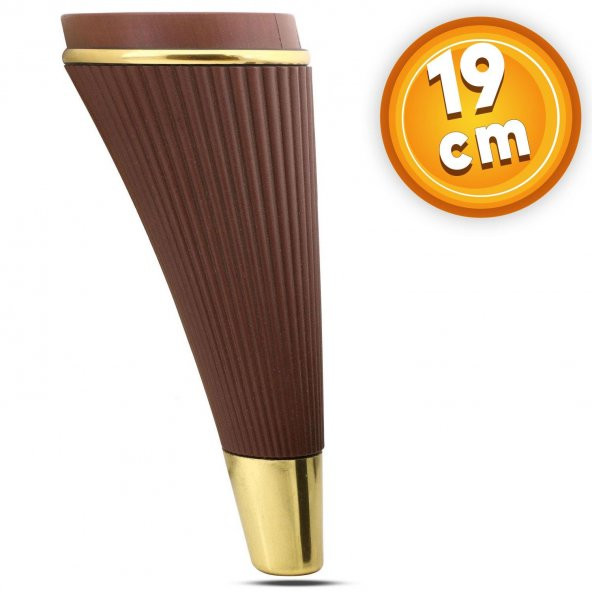 Lüks Mobilya Kanepe Sehpa TV Ünitesi Koltuk Ayağı 19 cm Ahşap Desenli Gold Baza Ayak ürün görseli 1
