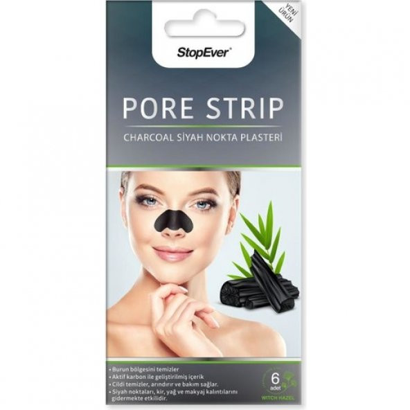 StopEver Charcoal Pore Strip Kömürlü Siyah Nokta Plasteri 6x1 ürün görseli 1