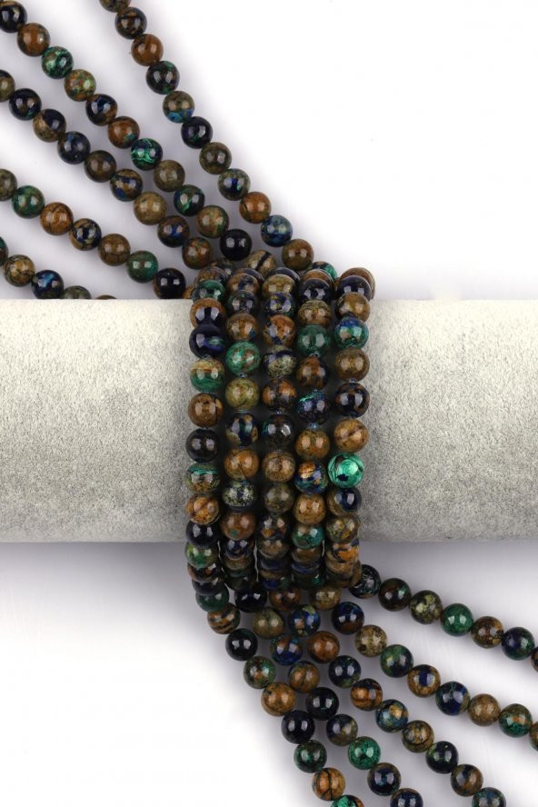 Azurit - Malakit Doğal Taş Dizi 8 mm Küre Kesim ürün görseli 1