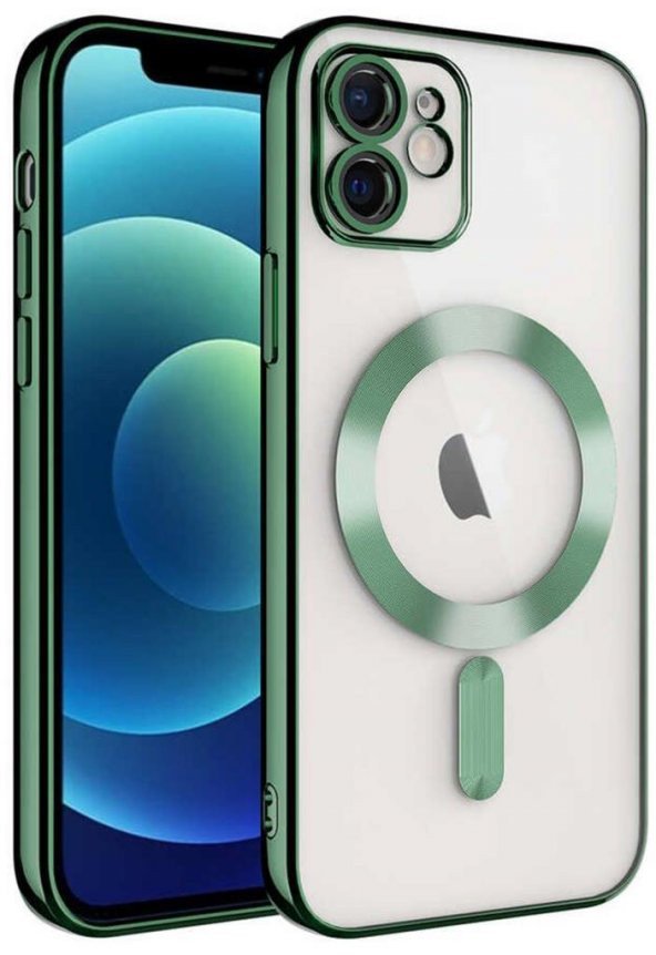 iPhone 11 Kılıf Magsafe Köşeleri Renkli Lüx Şeffaf Kamera Lens Korumalı ürün görseli 1