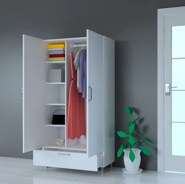 90cm 2Kapaklı Gardrop Byz - Resim 4